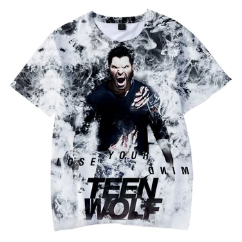 Teen wolf T-krekls seriāls Cosplay 3D drukāšanas streetwear 2021. gada vasaras vīriešu un sieviešu modes O-veida kakla T-krekls lielgabarīta īss