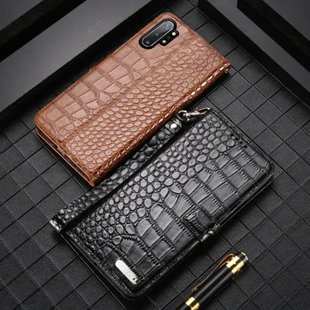 Āda Flip Tālrunis Case For Samsung Galaxy s20 ultra plus Piezīme 20 10 A8 a7 2018 a51 a71 Īstas ādas Magnētisko Krokodils vāciņu