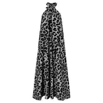Modes Vasaras Sundress Ir 2021. Celmia Sieviešu Leopards Drukāt Vintage Gara Kleita Sexy Pavada Bez Piedurknēm, Šūpoles Maxi Gadījuma Pludmales Kleita